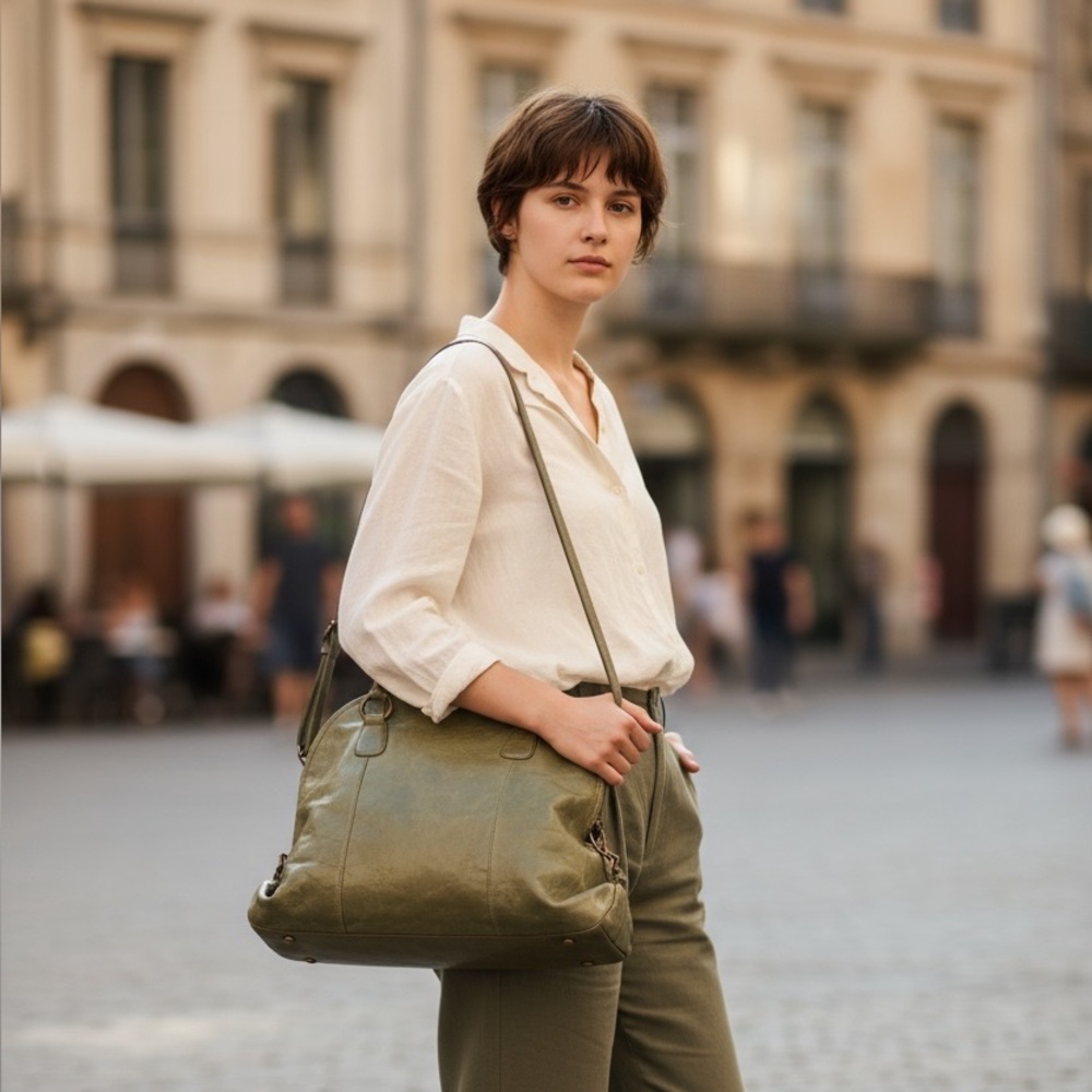 HOBO Leather Tote, Sage Green - Picture 6 of 16